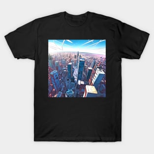 Futuristic Cyberpunk City Sunset Landscape 2 T-Shirt